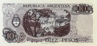 Argentina 10 Pesos, 1976 reverse