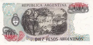 Argentina 10 Pesos, 1983-1984 reverse