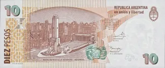 Argentina 10 Pesos, 2003-2014 reverse