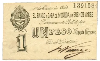 Argentina 1 Peso, 1864