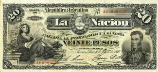 Argentina 20 Pesos, 1896 image