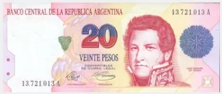 Argentina 20 Pesos, 1992-1997 obverse