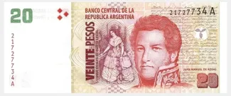Argentina 20 Pesos, 1999-2003 obverse