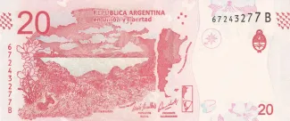 Argentina 20 Pesos, 2017-2020 reverse