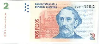 Argentina 2 Pesos, 1997-2002 obverse