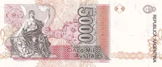 Argentina 5.000 Australes, 1989-1991 reverse