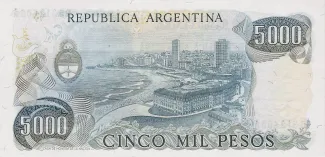 Argentina 5.000 Pesos, 1977-1983 reverse