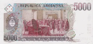 Argentina 5.000 Pesos, 1984-1985 reverse