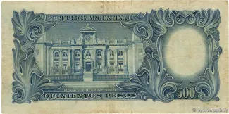 Argentina 500 Pesos, 1944-1954 reverse
