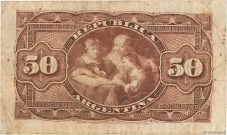 Argentina 50 Centavos, 1891-1892 reverse