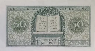 Argentina 50 Centavos, 1950-1951 reverse