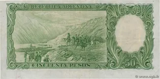 Argentina 50 Pesos, 1942-1954 reverse