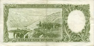 Argentina 50 Pesos, 1955-1968 reverse