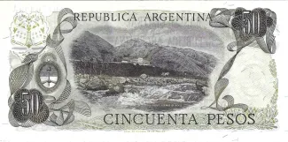 Argentina 50 Pesos, 1974-1975 reverse