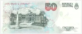 Argentina 50 Pesos, 1992-1997 reverse