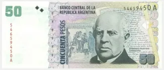 Argentina 50 Pesos, 1999-2003 obverse
