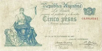 Argentina 5 Pesos, 1900 image