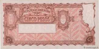 Argentina 5 Pesos, 1908-1935 reverse