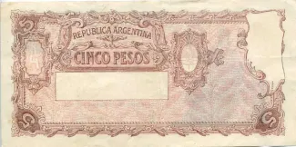 Argentina 5 Pesos, 1949-1951 reverse