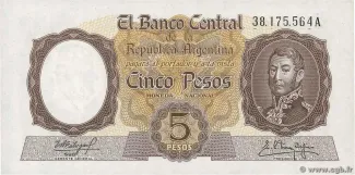 Argentina 5 Pesos, 1960 image