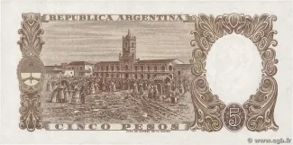 Argentina 5 Pesos, 1960-1962 reverse