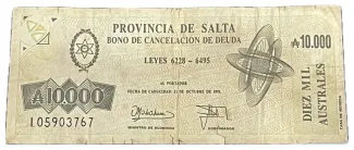 Argentine provinces 10.000 Australes, 1990 image