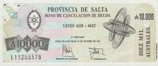 Argentine provinces 10.000 Australes, 1990 image