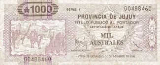 Argentine provinces 1.000 Australes, 1989 image