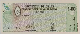 Argentine provinces 100 Pesos, 1985 image