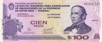 Argentine provinces 100 Pesos, 2001 image