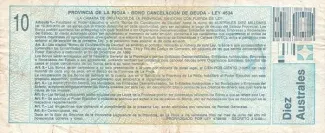 Argentine provinces 10 Australes, 1985-1988 reverse