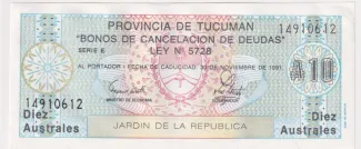 Argentine provinces 10 Australes, 1989 image