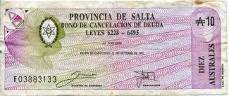 Argentine provinces 10 Australes, 1988 image