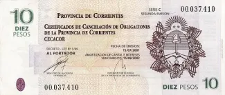 Argentine provinces 10 Pesos, 2001 image