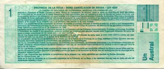 Argentine provinces 1 Austral, 1985-1987 reverse