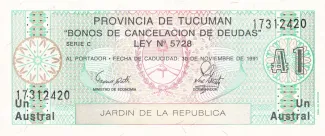 Argentine provinces 1 Austral, 1988 image