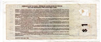 Argentine provinces 1 Peso, 1993-1995 reverse