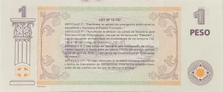 Argentine provinces 1 Peso, 2001 reverse