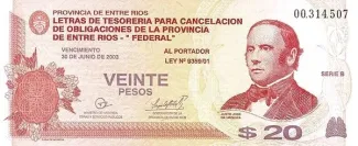 Argentine provinces 20 Pesos, 2001 image