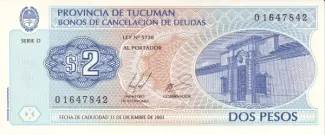 Argentine provinces 2 Pesos, 1999 image