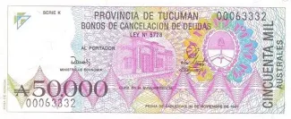 Argentine provinces 50.000 Australes, 1990 image