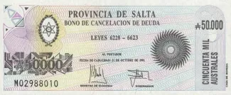 Argentine provinces 50.000 Australes, 1991 image