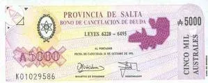 Argentine provinces 5.000 Australes, 1990 image