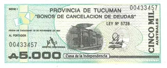 Argentine provinces 5.000 Australes, 1990 image