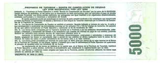 Argentine provinces 5.000 Australes, 1990 reverse