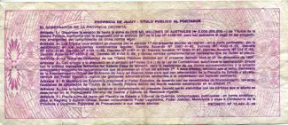 Argentine provinces 500 Australes, 1989 reverse