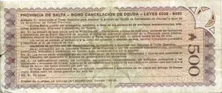 Argentine provinces 500 Australes, 1989 reverse