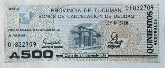 Argentine provinces 500 Australes, 1989 image