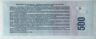 Argentine provinces 500 Australes, 1989 reverse