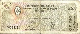 Argentine provinces 500 Pesos, 1985 image